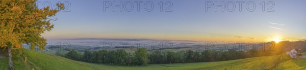 Panorama sunrise from Almhaus Hochsteinberg, Kirnberg an der Mank, Lower Austria, Austria