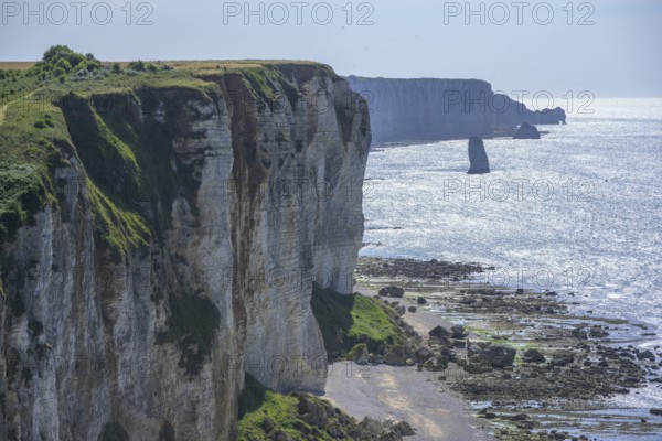 Hike from Etretat to Yport along the chalk cliff coast, Seine-Maritime department, France