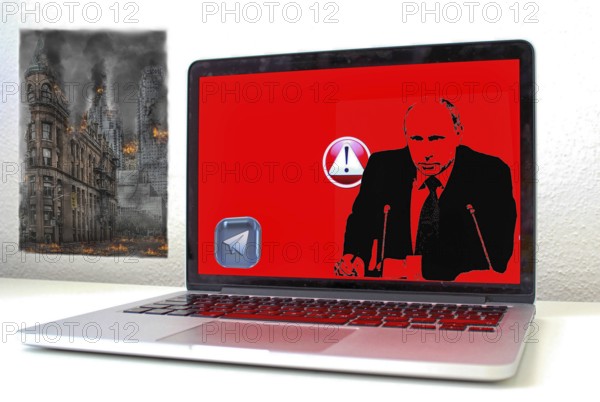 Symbolic image, Putin and Ukraine war, Russian drones over EU, sabotage by Russia, cybercrime, espionage, undersea cables, Baltic states, Poland, threat to European/world politics, billiards of world politics, Ukraine, Russia, danger situation, continued gas supplies, arms supplies, shortage of fossil fuels, cold winter, frost, energy supply, food for third world, raw materials supply