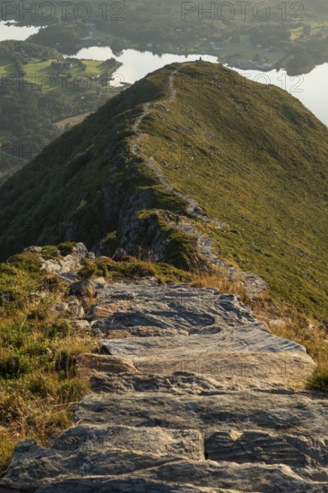 Rørsethornet stone staircase, with 3292 steps one of the longest continuous stone staircases in the world, Sherpatreppe or Midsundtreppe or Midsundtrappene, Rørsethornet hike, Otroya or Otrøya island, Møre og Romsdal, Norway