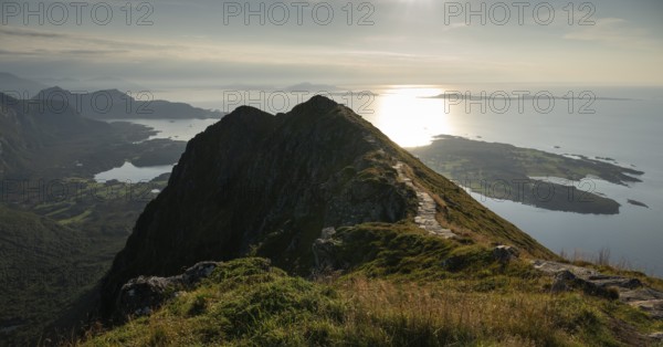 Rørsethornet stone staircase, with 3292 steps one of the longest continuous stone staircases in the world, Sherpatreppe or Midsundtreppe or Midsundtrappene, Rørsethornet hike, Otroya or Otrøya island, Møre og Romsdal, Norway