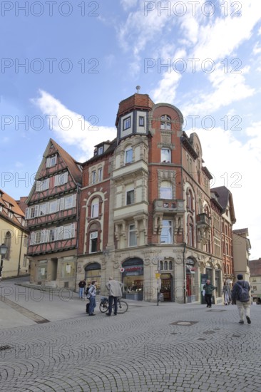House Wurstpalast built 1900, pedestrian, Neckargasse, Tübingen, Neckartal, Baden-Württemberg, Germany