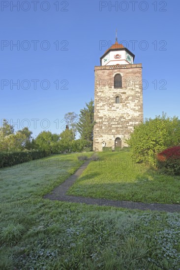 Historic Roman tower built in 1746, town tower, landmark, Haigerloch, Swabian Alb, Baden-Württemberg, Germany