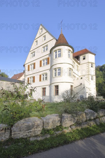 Historic castle built in 1669, villa with corner turrets, Haigerloch, Swabian Alb, Baden-Württemberg, Germany