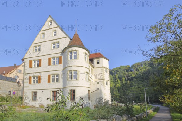 Historic castle built in 1669, villa with corner turrets, Haigerloch, Swabian Alb, Baden-Württemberg, Germany