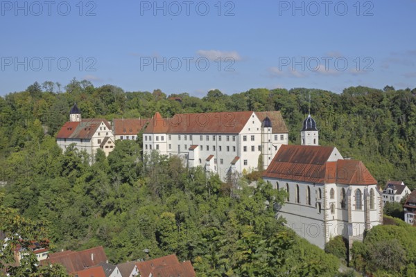 Castle and baroque castle church of St Trinitatis, Haigerloch, Swabian Alb, Baden-Württemberg, Germany
