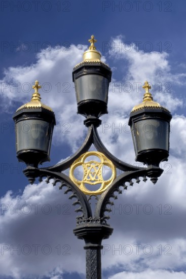 Lanterns on the Thames, cloudy sky, London, England, Great Britain
