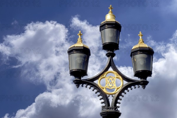 Lanterns on the Thames, cloudy sky, London, England, Great Britain