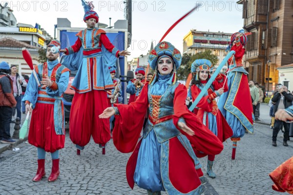 Costumed group of street artists in Istanbul, Turkey