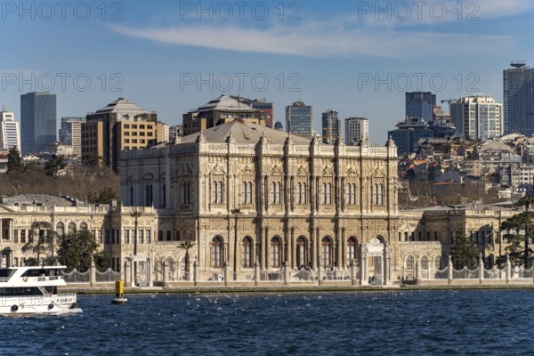 The Dolmabahçe Palace on the Bosphorus in Istanbul, Turkey