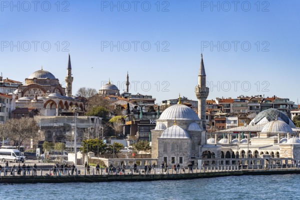 The Shemsi Ahmet Pasha Mosque and the Rumi Mehmet Pasha Mosque on the Bosphorus in Üsküdar, Istanbul, Turkey