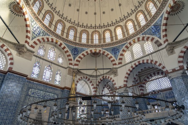 Dome in the interior of the Rüstem Pasha Mosque in Eminönü, Istanbul, Turkey