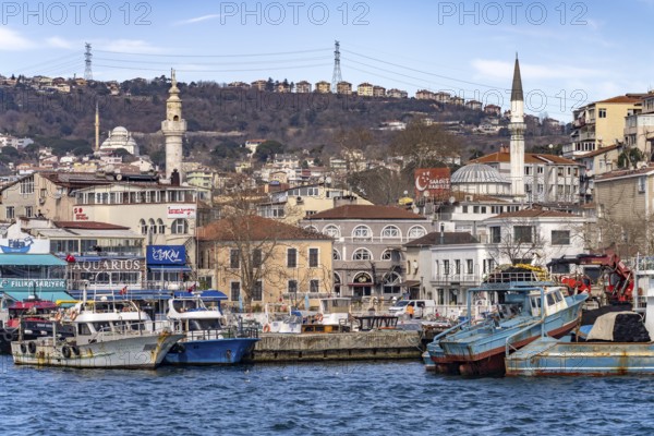 Harbour and mosques in Sariyer on the Bosporus near Istanbul, Turkey