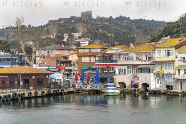 Yoros harbour and castle ruins in the village of Anadolu Kavagi on the Bosphorus near Istanbul, Turkey