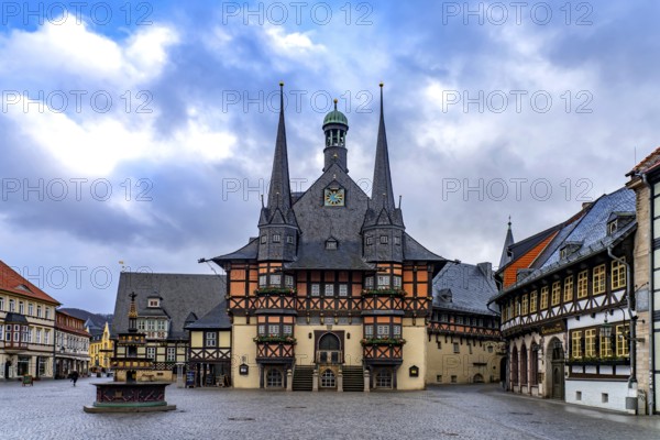 The town hall and market square in Wernigerode, Saxony-Anhalt, Germany