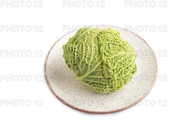 Green lettuce isolated on white background. Side view. healthy food, vegetable, minimalism