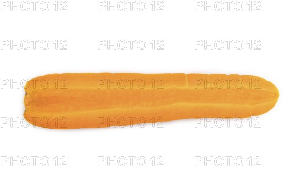 Orange Carrot isolated on white background. Top view, close up, flat lay. healthy food, vegetable, minimalism