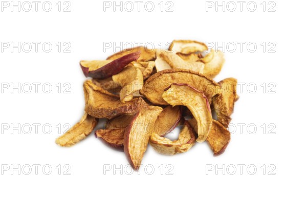 Dried Apples isolated on white background. Side view, close up. healthy food, minimalism. sweet