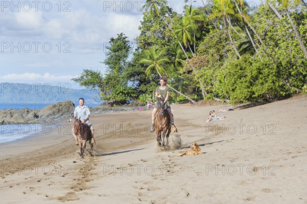 Horseback riding on beach, Drake Bay, Corcovado National Park, Osa Peninsula, Costa Rica