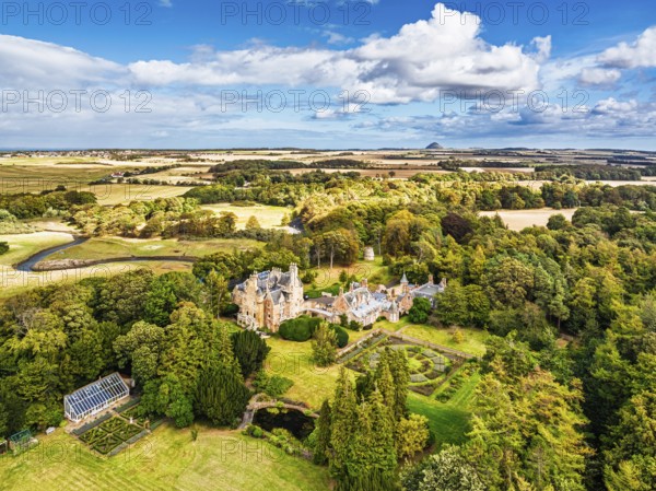 DefaultLuffness Castle from a drone, Aberlady, East Lothian, Scotland, UK