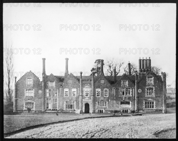 Magic lantern slide of Seckford Hall, near Woodbridge, Suffolk, England, UK c 1910 - poor focus