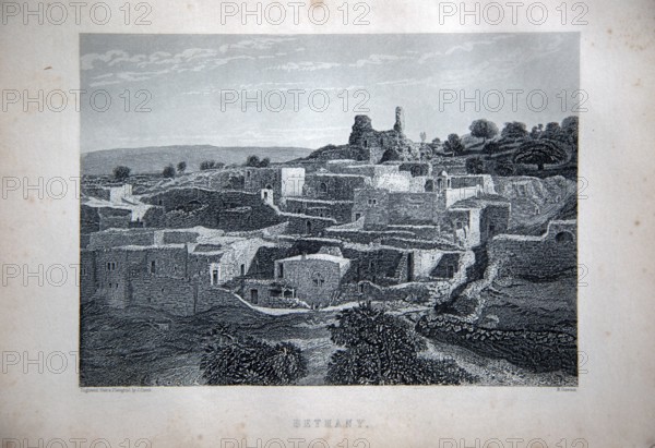 Bethany, Holy Land, engraving engraved R Dawson, Published by William Collins