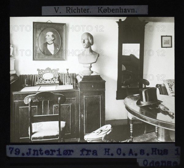 Interior of Hans Christian Andersen's House Museum, H.C. Andersen's Odense, Odense, Denmark by V Richter c 1900