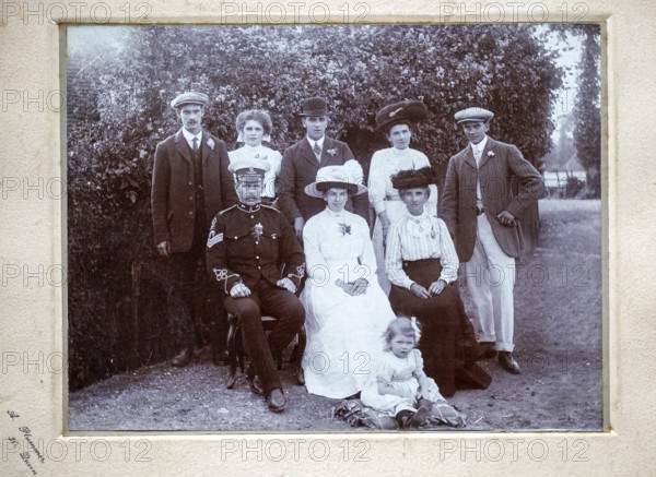 Group portrait in rural setting possibly a marriage group, c 1900 -1920 England