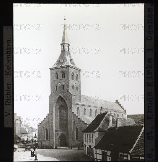 St Knuds or Knuts, St Canute's Cathedral church built 1300s, Odense, Denmark c 1900 by V Richter