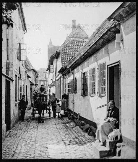 Alleyway in Odense, Denmark by V Richter c 1900-1920
