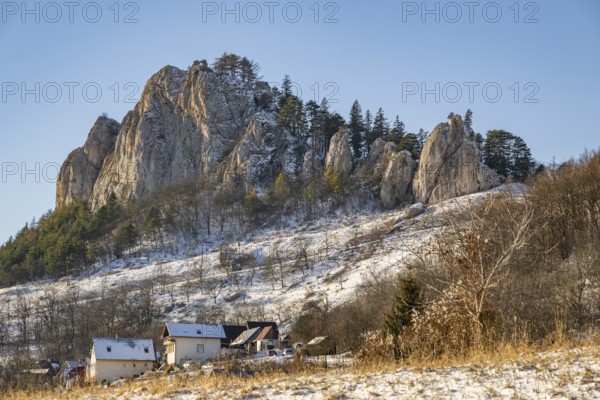 View on the mountains on a sunny day in winter, Vápec, Horná Poruba, Slovakia