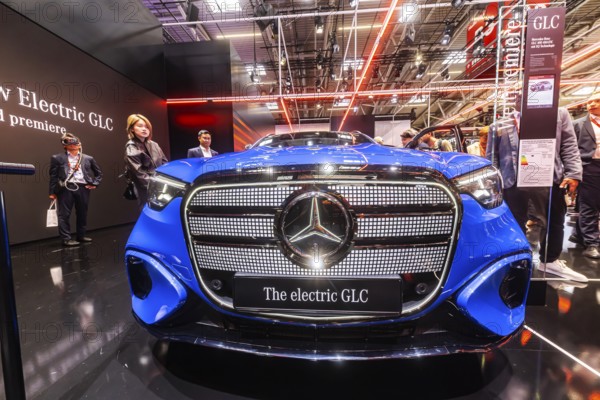Mercedes exhibition stand. Electric vehicle GLC. IAA MOBILITY in Munich. The motor show presents itself as a holistic mobility trade fair. Cars continue to take centre stage, however, and Chinese manufacturers are gaining ground. Munich, Bavaria, Germany