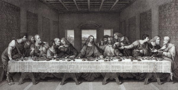 The Last Supper by Leonardo da Vinci, illustration after the copperplate engraving by Rapahael Morghen