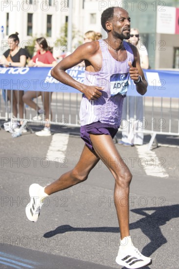 Guye Adola (ETH), later in 4th place, at KM38 in front of Potsdamer Platz at the 51st BMW Berlin Marathon 2025 on 21/09/2025