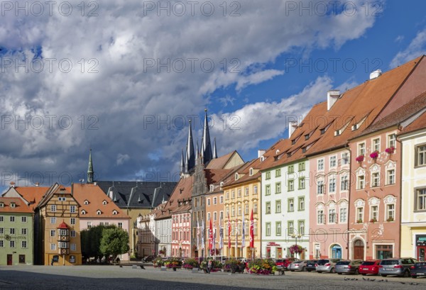 Old town centre and town hall in Baroque style, Stöckl, protected cultural monument, market square, Cheb, Eger, Egerland, Bohemia, Czech Republic, Czech Republic