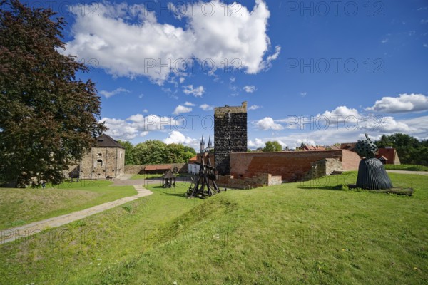 Keep, Black Tower and Staufer Imperial Palace in the Romanesque style, double chapel, castle complex and fortifications, Cheb, Eger, Egerland, Bohemia, Czech Republic, Czech Republic