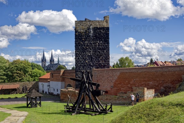 Keep, Black Tower and Imperial Palace of the Staufers in the Romanesque style, castle complex and fortifications, Cheb, Eger, Egerland, Bohemia, Czech Republic, Czech Republic