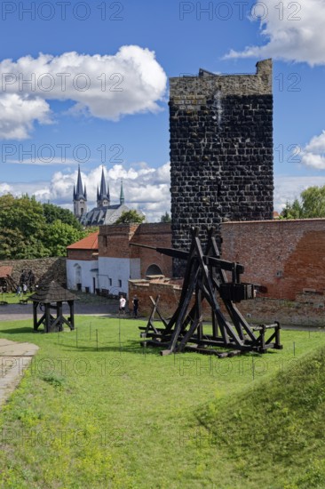 Keep, Black Tower and Imperial Palace of the Staufers in the Romanesque style, castle complex and fortifications, Cheb, Eger, Egerland, Bohemia, Czech Republic, Czech Republic