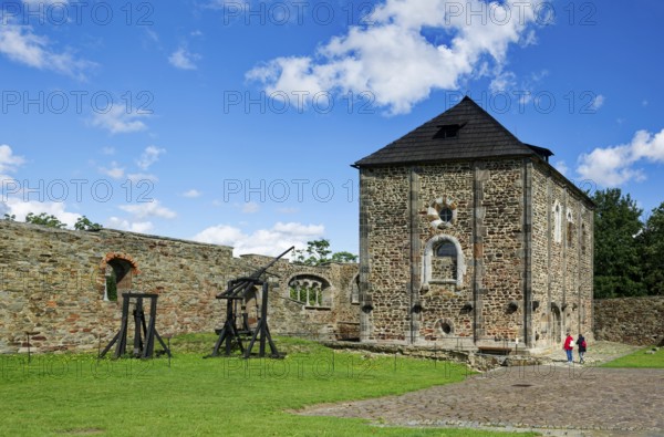 Double chapel, Staufer imperial palace in the Romanesque style, castle complex and fortifications, Cheb, Eger, Egerland, Bohemia, Czech Republic, Czech Republic