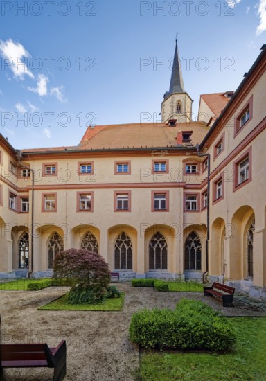 Inner courtyard of the former Franciscan monastery in Cheb, branch of the Franciscan order, monastery church, Cheb, Eger, Egerland, Bohemia, Czech Republic, Czech Republic