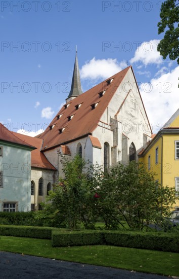 Monastery garden of the former Franciscan monastery in Cheb, branch of the Franciscan order, monastery church, Cheb, Cheb, Egerland, Bohemia, Czech Republic, Czech Republic