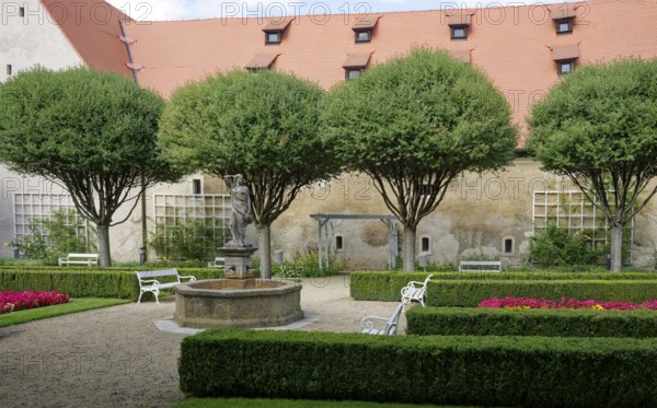 Monastery garden of the former Franciscan monastery in Cheb, Cheb, Eger, Egerland, Bohemia, Czech Republic, Czech Republic