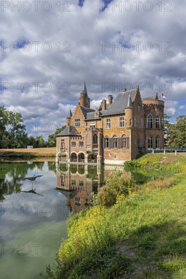 15th century neo-Gothic Wissekerke Castle, Kasteel van Wissenkerke in the village Bazel near Kruibeke, East Flanders, Belgium