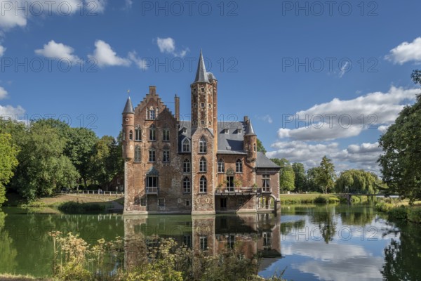 15th century neo-Gothic Wissekerke Castle, Kasteel van Wissenkerke in the village Bazel near Kruibeke, East Flanders, Belgium