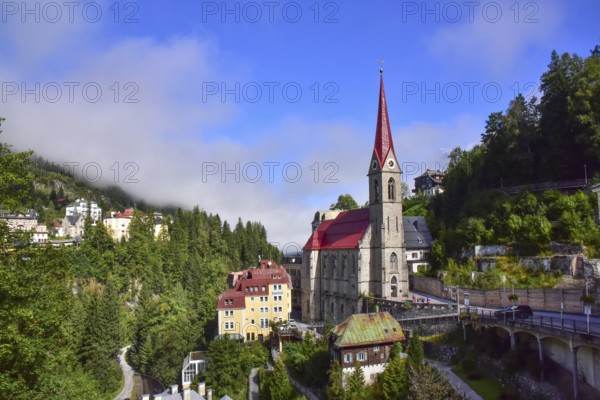 Parish church on the waterfall path in Bad Gastein in the province of Salzburg, Austria
