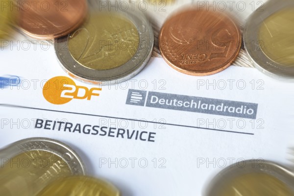 Symbolic image of the licence fee: close-up of a letterhead with the ARD, ZDF and Deutschlandradio logo