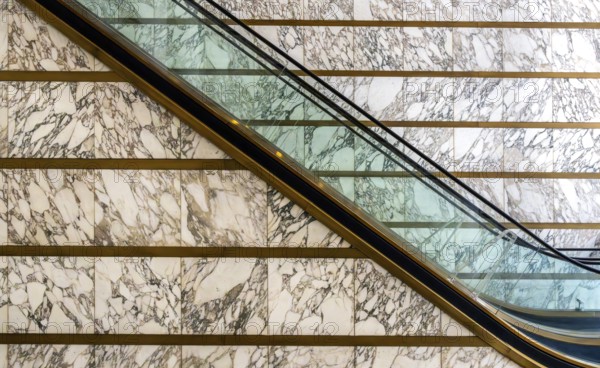 Escalator in the foyer of the Meoclinic, private practices in Friedrichstraße, Berlin, Germany