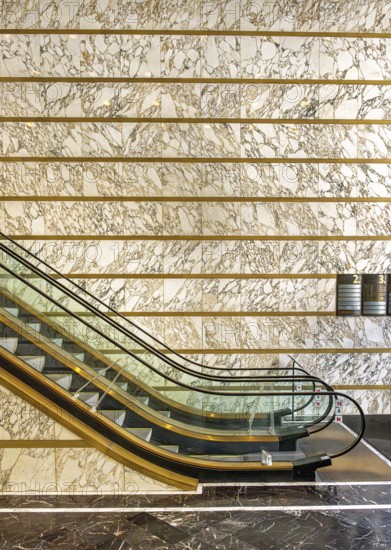 Escalator in the foyer of the Meoclinic, private practices in Friedrichstraße, Berlin, Germany