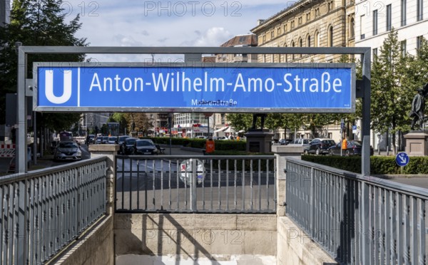 Anton-Wilhelm-Amo-Straße, entrance to the former underground station Mohrenstraße in Mitte, Berlin, Germany