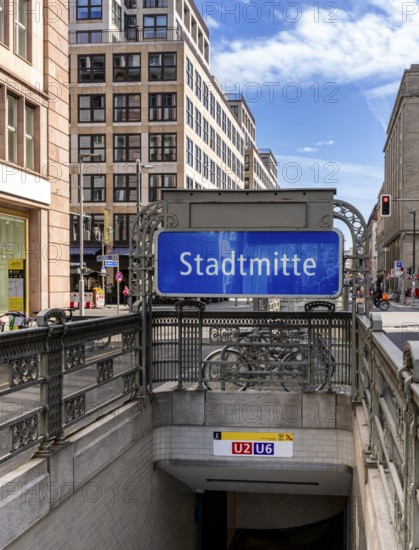 Entrance to Stadtmitte underground station, Berlin, Germany
